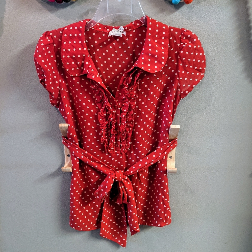*HP* Forever 21 Red Blouse w/ White Polka Dots